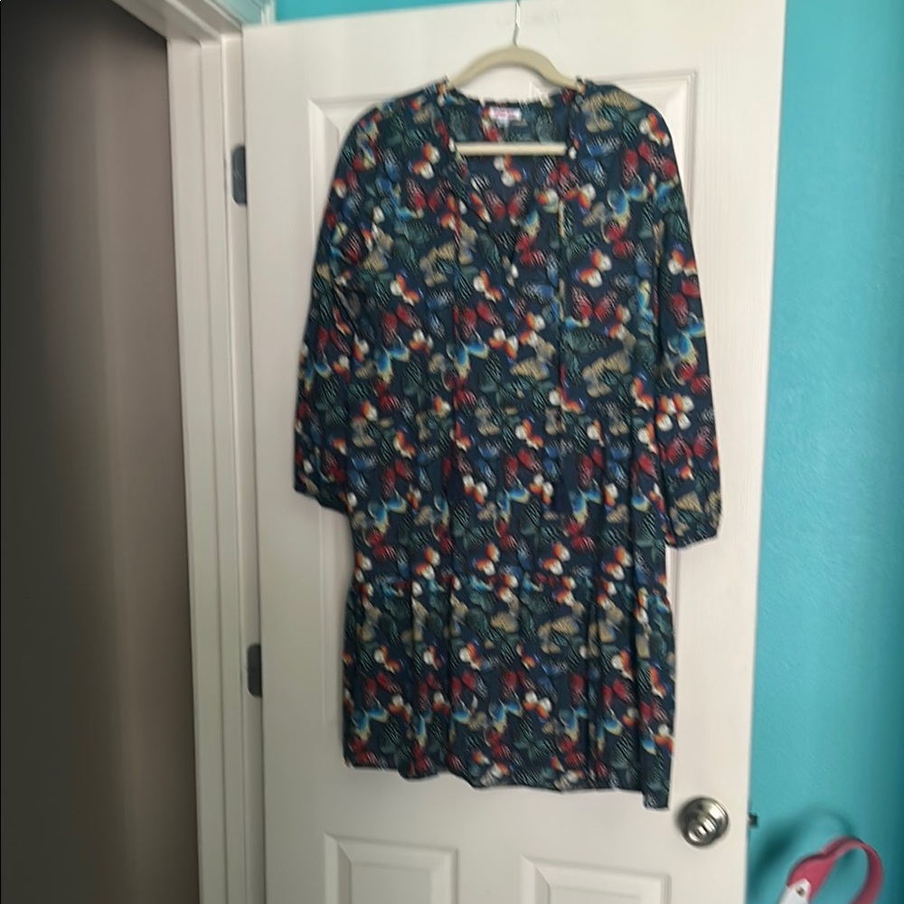 Johnny Was Multicolor Floral Midi Dress 100% Cotton